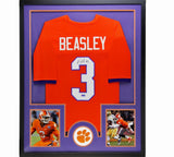 Vic Beasley Signed Clemson Tigers Framed Custom Orange Jersey - Paw Print Matte
