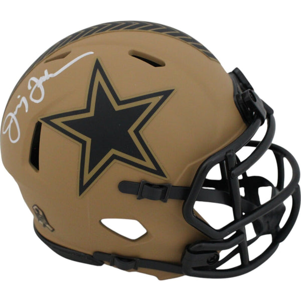 Jimmy Johnson Autographed Dallas Cowboys 23 Salute Mini Helmet Beckett 48641