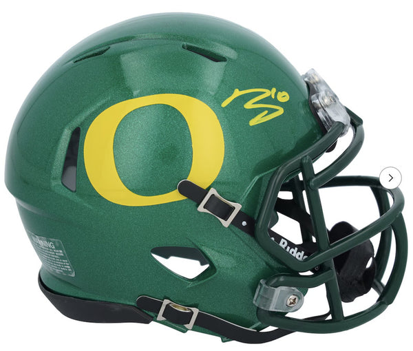 Bo Nix Autographed Oregon Ducks Green Mini Speed Helmet Fanatics