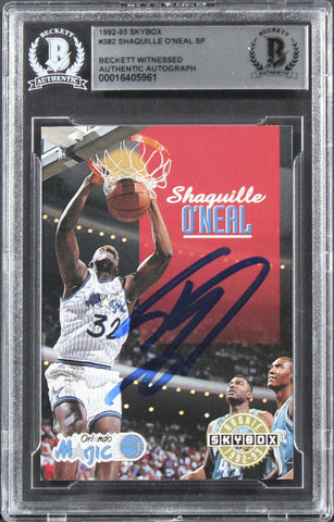 Magic Shaquille O'Neal Authentic Signed 1992 Skybox #382 Rookie Card BAS Slabbed
