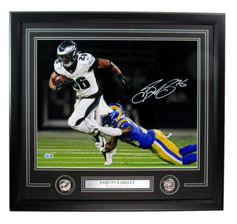 Saquon Barkley Signed/Autographed 16x20 Photo Eagles Framed Beckett 193278
