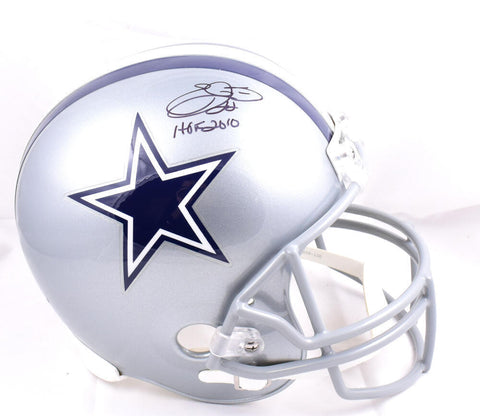 Emmitt Smith Autographed F/S Dallas Cowboys Helmet w/ HOF - Beckett W Hologram