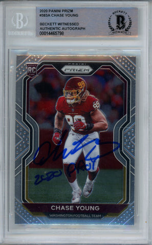 Chase Young Signed 2020 Panini Prizm #383A Rookie Card Beckett 10 Slab 38659