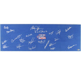 1986 NY Mets Team Signed Blue Board/1986 WS Patch-Darryl Strawberry/Dwight Goode