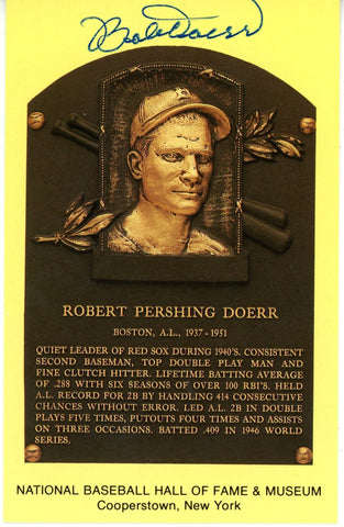 Bobby Doerr Autographed/Signed Boston Red Sox HOF Postcard Beckett 56519