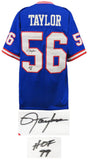 Lawrence Taylor Signed Blue T/B Custom Football Jersey w/HOF'99 - (SCHWARTZ COA)