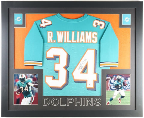 Ricky Williams Signed Miami Dolphin 35"x43" Framed Jersey (Beckett) Pro Bowl RB