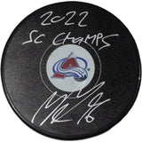 Miko Rantanen Autographed Colorado Avalanche Puck '22 Sc Champs Beckett 44011