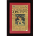 Pete Rose Signed Cincinnati Reds Framed The Cincinnati Enquirer Newspaper w/ Ins