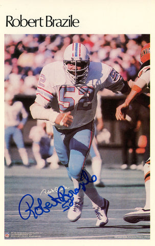Robert Brazile Autographed Houston Oilers Mini Poster 40/50 Beckett 46161