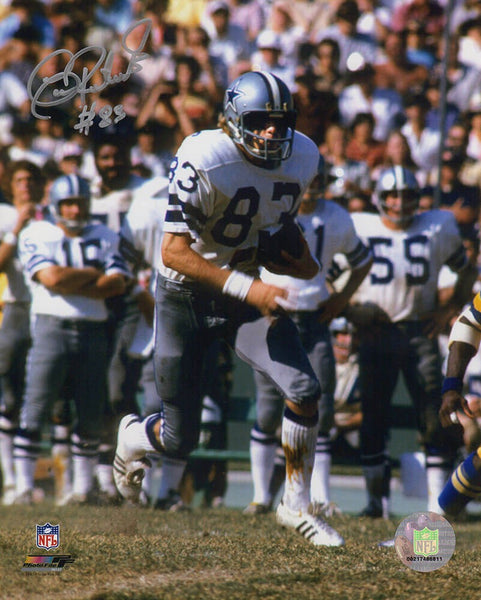 Golden Richards Signed Cowboys White Jersey Running 8x10 Photo- (SCHWARTZ COA)