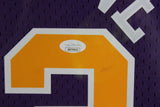 Karl Malone Autographed Utah Jazz Mitchell & Ness Purple HOF Framed Jersey JSA