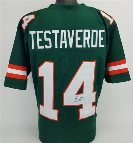 Vinny Testaverde Signed Miami Hurricanes Green Jersey (JSA COA) 2xPro Bowl QB