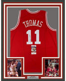 Framed Autographed/Signed Isiah Thomas 35x39 Indiana Red Jersey JSA COA