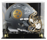 Steelers Harrison & Polamalu Signed Slate F/S Speed Proline Helmet W/ Case BAS W