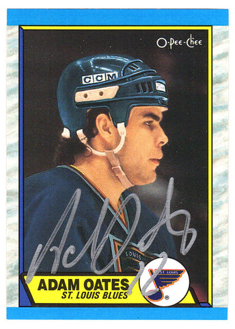 Adam Oates Signed Blues 1989 O-Pee-Chee Hockey Trading Card #185 -(SCHWARTZ COA)