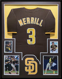 FRAMED SAN DIEGO PADRES JACKSON MERRILL AUTOGRAPHED SIGNED JERSEY BECKETT HOLO