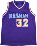 UTAH JAZZ KARL MALONE AUTOGRAPHED SIGNED PURPLE JERSEY JSA STOCK #237062