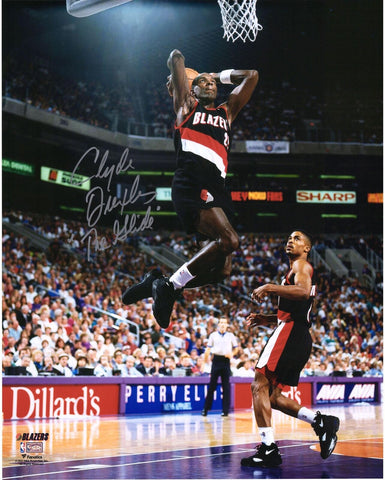 Clyde Drexler Trail Blazers Signed 16" x 20" Dunking Photo & "The Glide" Insc