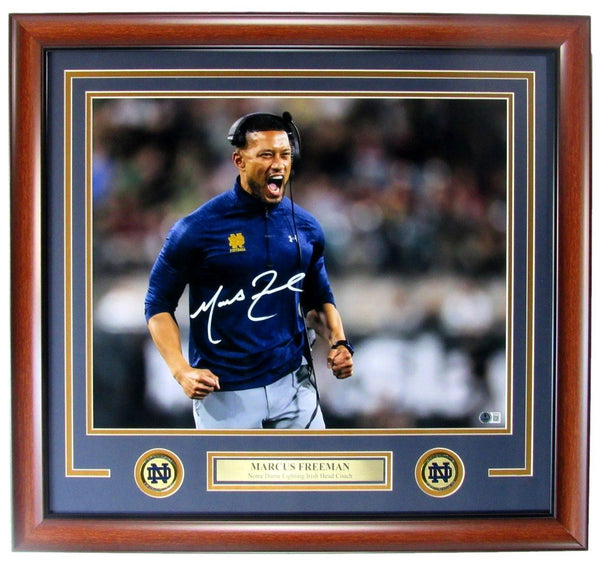 Marcus Freeman Coach Notre Dame Autographed 16x20 Photo Framed Beckett 204948