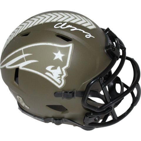 Christian Gonzalez Signed NE Patriots Salute Mini Helmet Beckett 42806