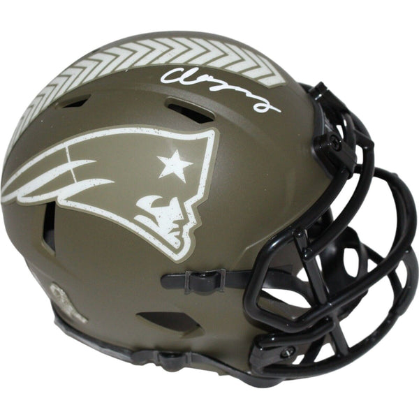 Christian Gonzalez Signed NE Patriots Salute Mini Helmet Beckett 42806