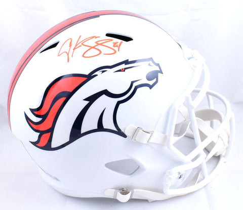 Champ Bailey Autographed Broncos F/S Flat White Speed Helmet- Beckett W Hologram
