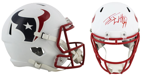 Texans J.J. Watt Signed Flat White Full Size Speed Rep Helmet JSA Witness