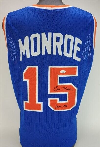 Earl Monroe Signed New York Knicks Jersey HOF 1990 (JSA COA) 1973 World Champion