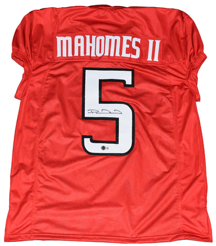 PATRICK MAHOMES SIGNED TEXAS TECH RED RAIDERS #5 RED GAME CUT JERSEY BECKETT