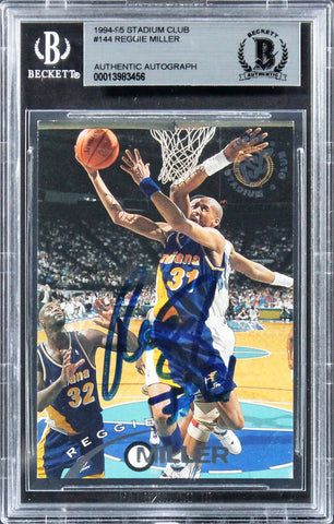 Pacers Reggie Miller Authentic Signed 1994 Stadium Club #144 Card BAS Slabbed