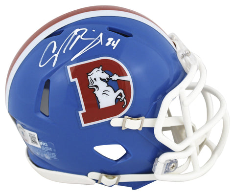 Broncos Champ Bailey Authentic Signed 76-96 TB Speed Mini Helmet BAS Witnessed