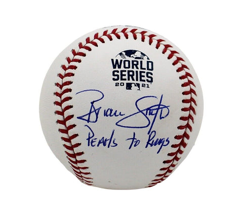 Brian Snitker Signed Atlanta Braves Rawlings 2021 WS Baseball -Pearls to Rings