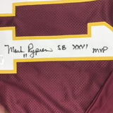 Framed Autographed/Signed Mark Rypien SB MVP 33x42 Washington Red Jersey JSA COA