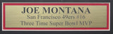 Joe Montana HOF Autographed Red Custom Football Jersey 49ers Framed JSA 177717