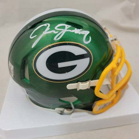 JOSH JACOBS SIGNED GREEN BAY PACKERS FLASH SPEED MINI HELMET BECKETT QR