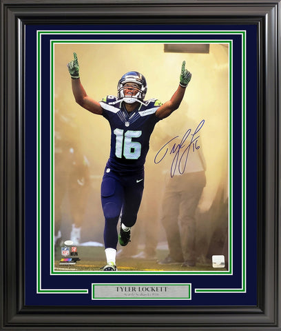 Tyler Lockett Signed Framed 16x20 Photo Seattle Seahawks Tunnel MCS Holo