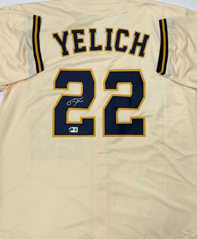 CHRISTIAN YELICH Signed Custom Replica Cream Brewers Jersey AUTO - BAS