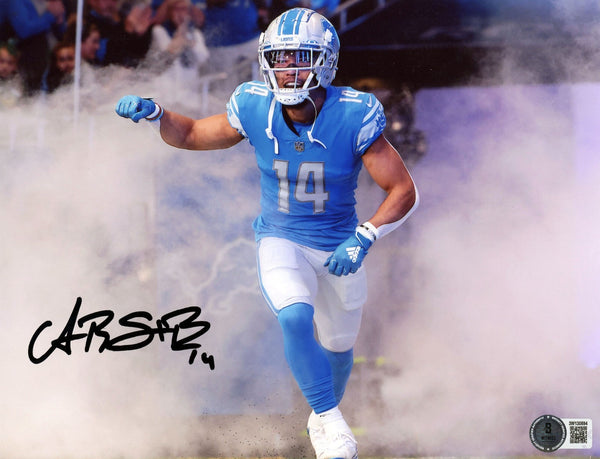 AMON-RA ST BROWN AUTOGRAPHED DETROIT LIONS SMOKE 8x10 PHOTO BECKETT