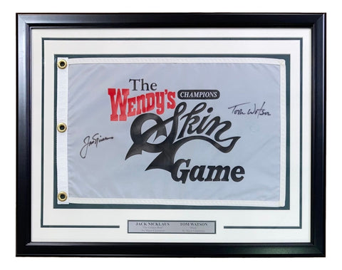 Jack Nicklaus Tom Watson Signed Framed Wendys Golf Flag BAS AC22598