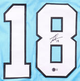 Jalen Coker Signed Panthers Blue Road Jersey (Beckett) Carolina Wide Receiver