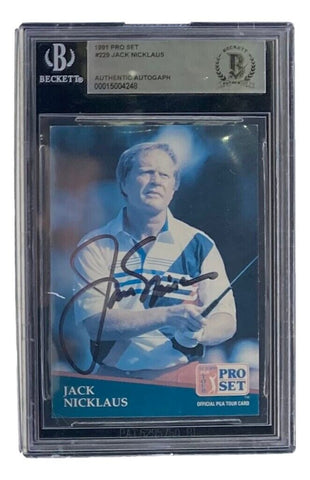 Jack Nicklaus Signed Slabbed 1991 PGA Pro Set Trading Card BAS 00015004248