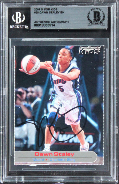 Sting Dawn Staley Authentic Signed 2001 SI For Kids #55 Card BAS Slabbed