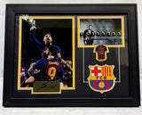 Lionel Messi FC Barcelona Framed Photo & Pin Collage with Laser Autograph 14x18