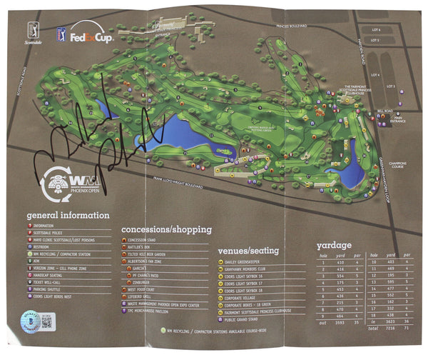 Michael Phelps Authentic Signed Waste Management Phoenix Open Map BAS #BK12634