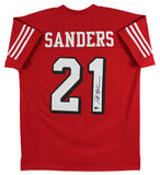 Deion Sanders Authentic Signed Red Pro Style Jersey w/Drop Shadow BAS Witnessed