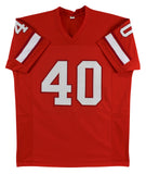 Mike Alstott Signed Orange Throwback Pro Style Jersey Autographed BAS Witnessed