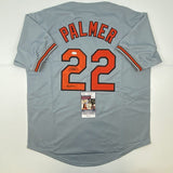 Autographed/Signed Jim Palmer HOF 1990 Baltimore Grey Jersey JSA COA