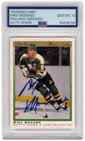 Mike Modano Signed North Stars 1990-91 O-Pee-Chee Premier RC Card #74 - (PSA ...