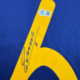 Autographed/Signed Andres Iniesta Spain Blue World Cup Jersey Beckett BAS COA